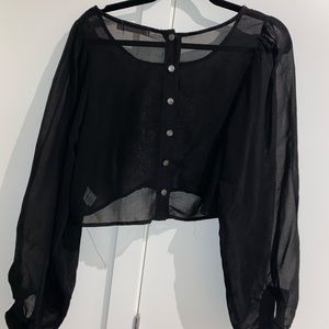 MINKPINK Black Sheer Crop Top